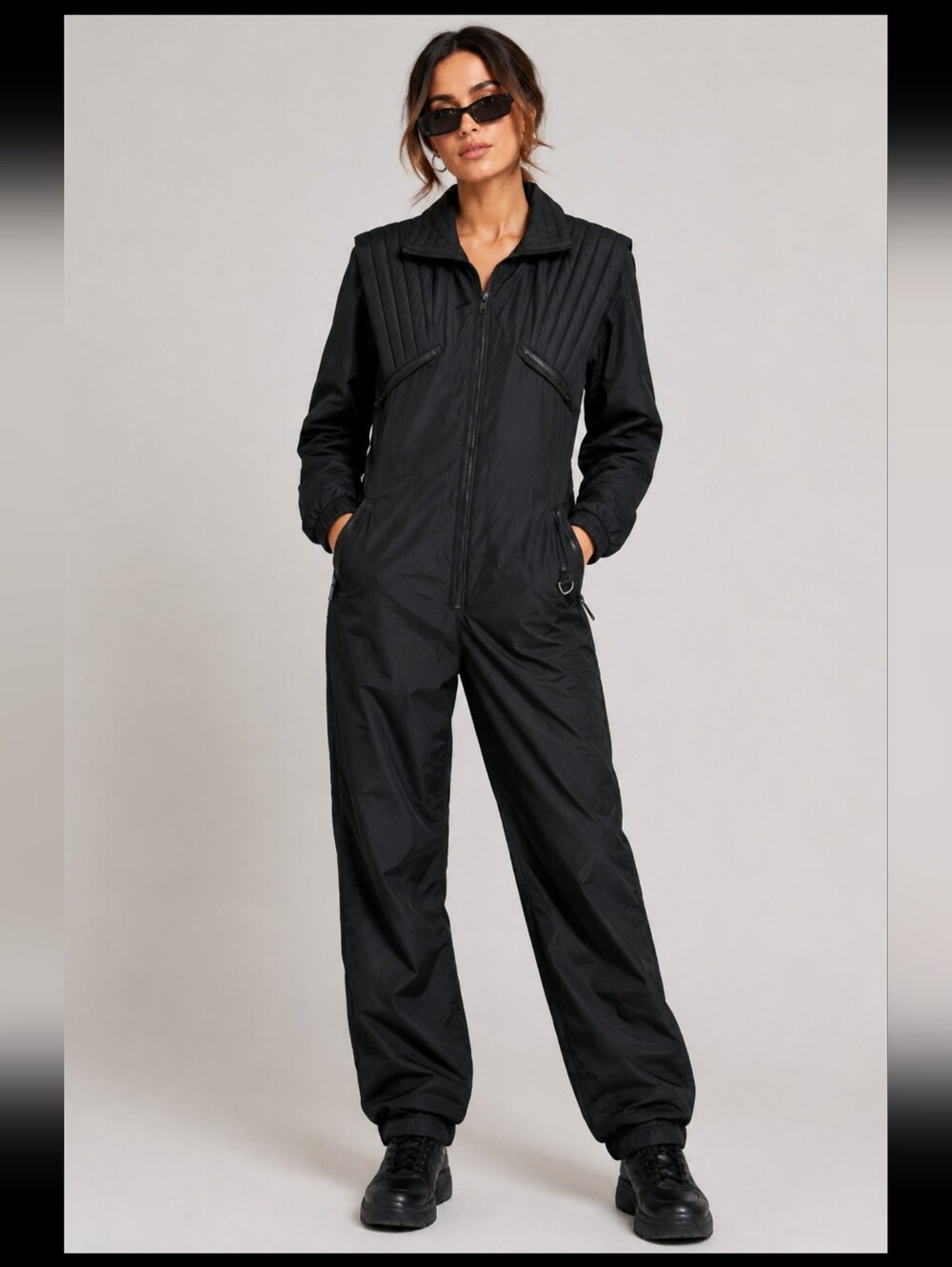 FERA Vtg 80's Ski Suit Snowsuit One Piece Apres Winter Size 10 Black